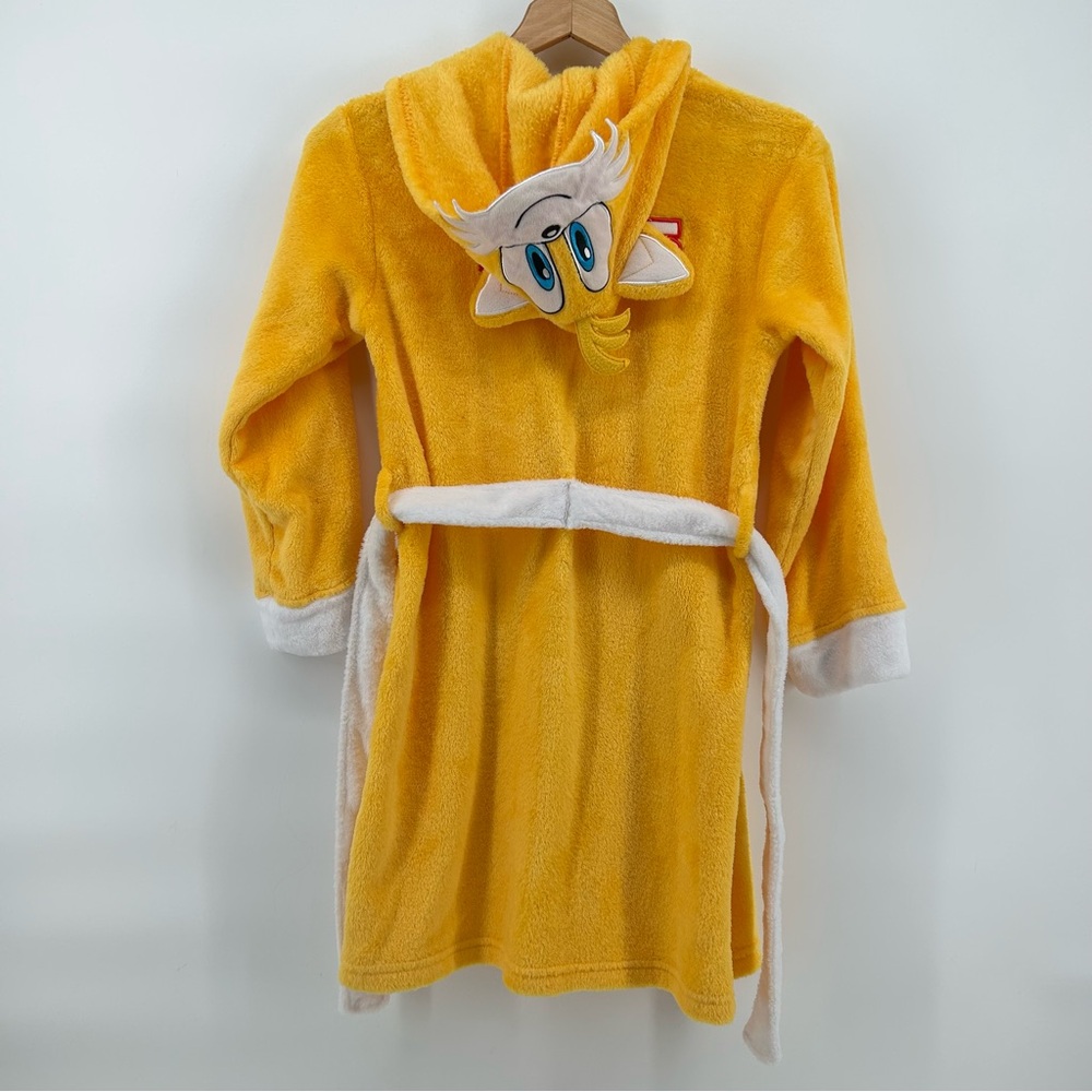 Sonic The Hedgehog Tails Hooded Robe Kids Youth M 8 Yellow Embroidered Plush - Picture 9 of 10